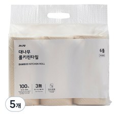 JAJU 竹製不易飛絮捲筒廚房紙巾, 6入, 5個