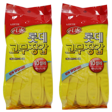LOTTE 樂天 橡膠手套, 黃色, 大(L), 20組