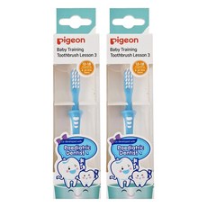 pigeon 貝親 第三階段學習牙刷 12~18個月, 藍色, 1入, 2支