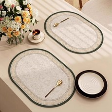 Badara 隔熱防水皮革圖案餐墊, 45 x 30 cm, 黑色, 2個