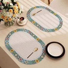 Badara 隔熱防水皮革圖案餐墊, 45 x 30 cm, 藍色, 2個