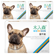 MORESON 木入森 犬寶變不臭 益生菌 幫助腸道蠕動 使排便穩定正常 60億 維持消化機能, 15包, 2g, 腸道健康/乳酸菌, 3盒