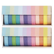 手帳裝飾 彩色紙膠帶 小型 7.5mm x 2m, 2個, 12色