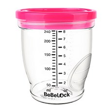 Bebelock Tritan材質 Premium 副食品刻度密封罐, 粉色, 240ml, 8個