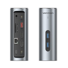 VEnTIOn 威迅 8K Type-C 多功能集線器 HDMI DP MST 垂直擴充基座, 金屬灰