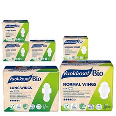 Vuokkoset Bio Long Wings衛生棉 中型 10片入 2包+Normal Wings衛生棉 小型 12片入, 2組