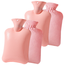 Bargel 指壓型熱敷暖水袋 粉紅色 1L+保護套組, 2個