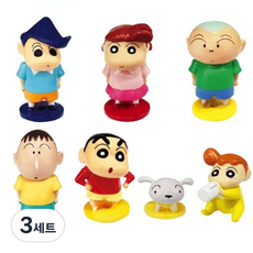 짱구 피규어 7종 + 초코비 종이 저금통 세트 랜덤발송, 3세트