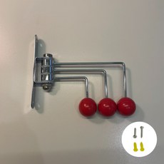 Jmil彩色球打孔型門掛勾帽子包包掛勾 3勾, 經典紅, 1個