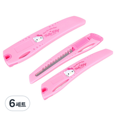 바이하츠 헬로키티 컷터칼 소 2p + 컷터칼 대 세트, 핑크, 6세트