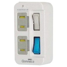 Qonnect 2開2插2P分接式高溫斷電插座, 白色+灰色, 白色+灰色 分接式插座, 1個