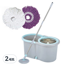 핸드스핀 물걸레 청소기 그레이 + 극세사 걸레 2p, 2세트