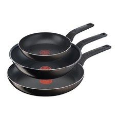 Tefal 鈦金系列 Acticook 平底鍋3件組, 1套, 平底鍋 20cm + 30cm + 炒鍋 28cm, 黑咖啡色