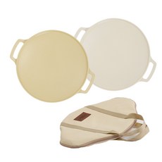 LENANSE 韓國IH不沾煎烤盤 Set, 29cm/36cm, 奶油白/奶油黃, 含煎烤盤收納袋, 42.5cm, 1組