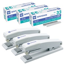 WHASHIN 130 訂書機 + 33號長針, 白色(訂書機), 3套