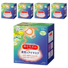 Kao 花王 MegRhythm 美舒律 蒸氣眼罩 洋甘菊香 蓬鬆柔軟觸感 舒適眼罩, 12片, 5盒
