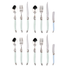 장네론 리옹라귀올 양식 커트러리 4인 14p 세트, 민트(디너스푼, 디너포크, 나이프), 스카이블루(버터나이프), 디너스푼 4p + 디너포크 4p + 나이프 4p + 버터나이프 2p, 1세트