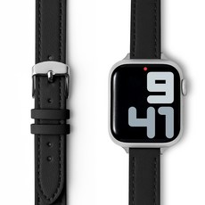 NUART 智慧手錶迷你單圈皮革錶帶, 黑色, 1個