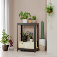 HOMEDANT HOUSE Speed Rack 花盆組裝式鐵製層架 500 x 300 x 600 mm, 黑色, 2層