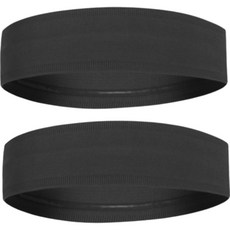 運動專用素色髮帶 2入, 黑色