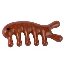 咪咪購物 魚型檀木按摩梳3件組 經絡梳 頭皮舒壓按摩 眼部鼻子按摩, 1組, 檀木