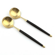 Bogen Lebien 金色餐具 晚餐湯匙, 2個, 黑色