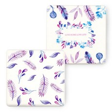 Caldo 卡朵生活 方形珪藻土吸水杯墊2件組, 奼紫藍鈴, 1組