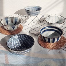 Govan 圖案印花餐碗 5入, A款+B款+C款+D款+E款, 1組