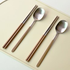 ACACIA HOME 304不鏽鋼現代餐具組, 棕色, 棕色, 1套, 湯匙 2p + 筷子 2p