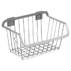 Block Mart 廚房黏貼式壁掛收納籃, 銀色, 1個