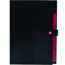 스마일리 아코디언파일 5칸 A4, 블랙, 1개