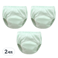조이멀티 아동용 펀칭 단색파스텔 배변훈련팬티, 그린, 2세트