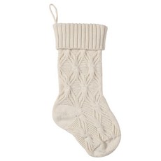 Atihome 菱形圖案聖誕襪裝飾, 米色