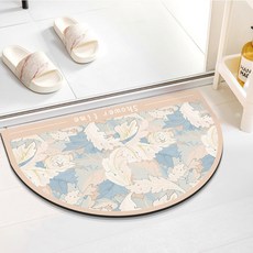 Amordam 半圓形軟式珪藻土腳踏墊, 莉莉絲藍, 1個