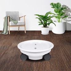 화분월드 원형 이동식 화분 받침대 모던 베이직, 스노우화이트, 1개