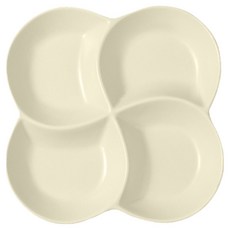 Homely Zakka 北歐四葉形陶瓷分隔餐盤 四格分隔盤 - 奶油白/奶油綠 22.5x22.5x3.2cm, 1個