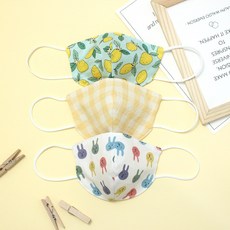 VIDANGIL 孩童印花3D立體棉口罩3入組