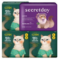 secretday 褲型衛生棉 L(105cm以上) 4片入 3包+超長夜用型衛生棉 43cm 8片入, 1組