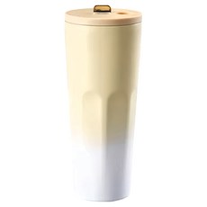 川本之家 316不鏽鋼真空金典漸層杯 800ML 內膽不鏽鋼#316 上蓋食用級PP塑膠, 黃色 + 白色, 1個