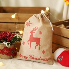 PARTYHAE 布質聖誕禮物袋 小, 魯道夫, 4個