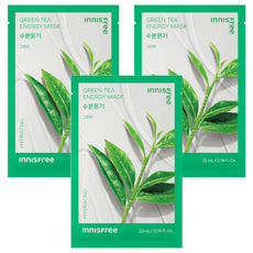 INNISFREE 台灣公司貨 我的真萃能量面膜 綠茶款 22ml, 1片, 3個