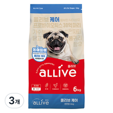 대주펫푸드 강아지 올리브 기능성 사료, 장건강/유산균, 6kg, 3개