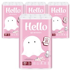 Hello Tissue 嬰兒爽身粉香天然紙漿3層衛生紙, 4套, 30捲, 27m
