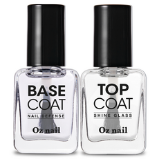 Oz nail 美甲基礎穩固2件組, 基礎護甲油 8ml + 頂層亮甲油 8ml, 1套