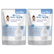 아이깨끗해 프리미엄 모이스처 폼 핸드솝 힐링코튼 리필, 400ml, 2개