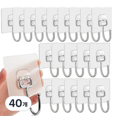 前程似錦 免鑽孔黏貼式多用途掛鉤, 40個, 透明