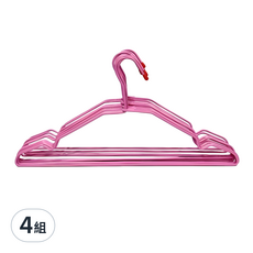 吉祥 大凹槽多功能衣架10入組，防滑乾濕兩用，防水防鏽強力支撐，高強度鐵絲堅固耐用, 粉色, 4組