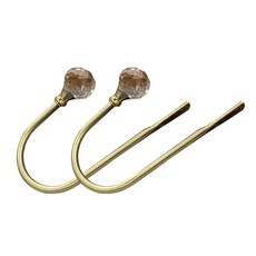 Edenstol U型水晶復古窗簾掛勾, 2個, 金色