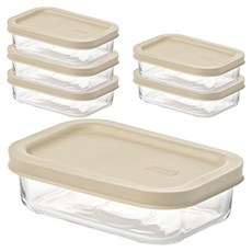 글라스락 이지오픈 밀폐용기 직사각 그레이, 6개, 400ml