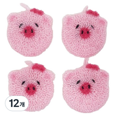 바른리빙 아크릴 돼지 수세미, 12개, 1개입